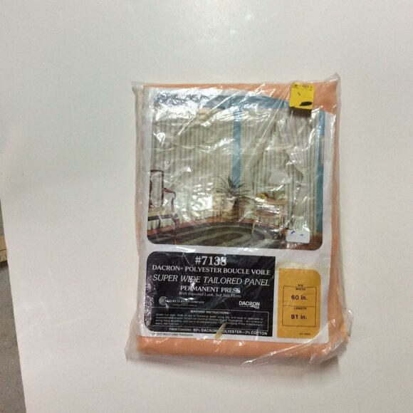 Vintage 80s Peach Sheer One Panel Curtain Super Wide 60" x 81" New - Picture 1 of 7
